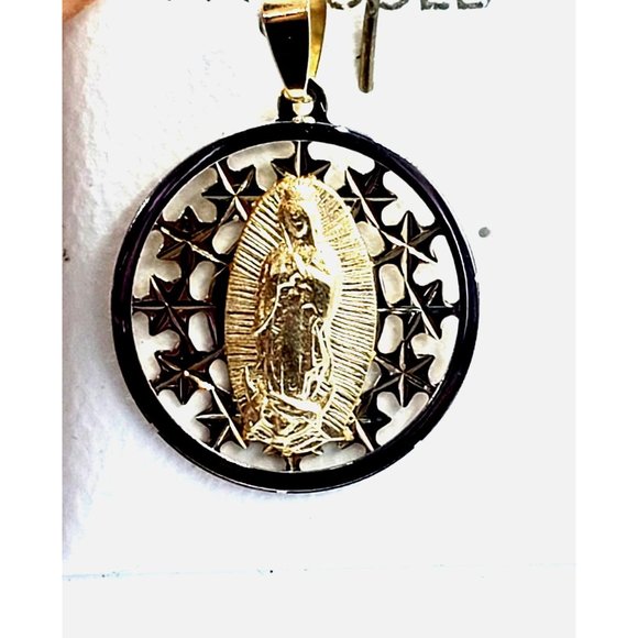 14K Yellow/White Gold Guadalupe Pendant 20 mm - Picture 2 of 9